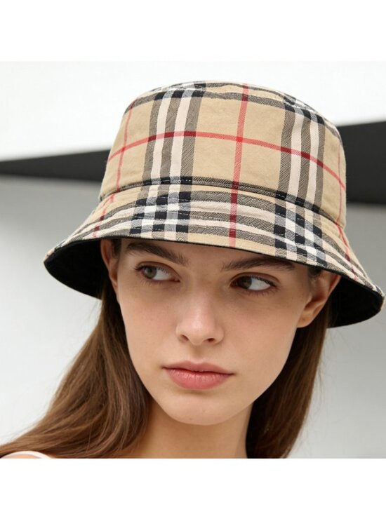 Burberry Classic Vintage Check Cotton Bucket Hat Archive Beige M 8075657